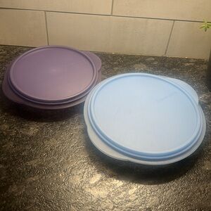 Vintage collapsable Purple and Light Blue Food Storage Containers by Tupperware